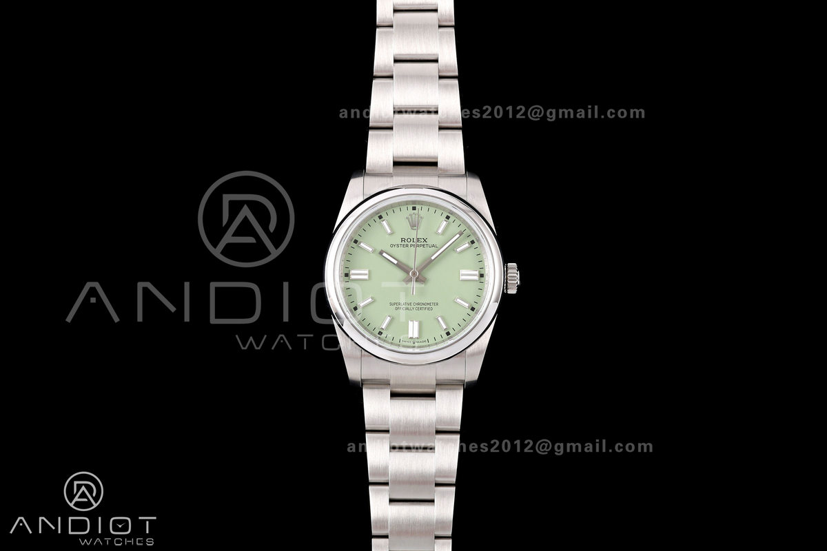 Oyster Perpetual 126000 36mm QF 1:1 Best Edition 904L Steel Avocado Dial JH3230 Free Sprung